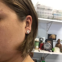 Garnet sterling silver oriana and sunrise mismatched stud earrings earrings Amanda K Lockrow 