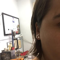 Garnet sterling silver oriana and sunrise mismatched stud earrings earrings Amanda K Lockrow 