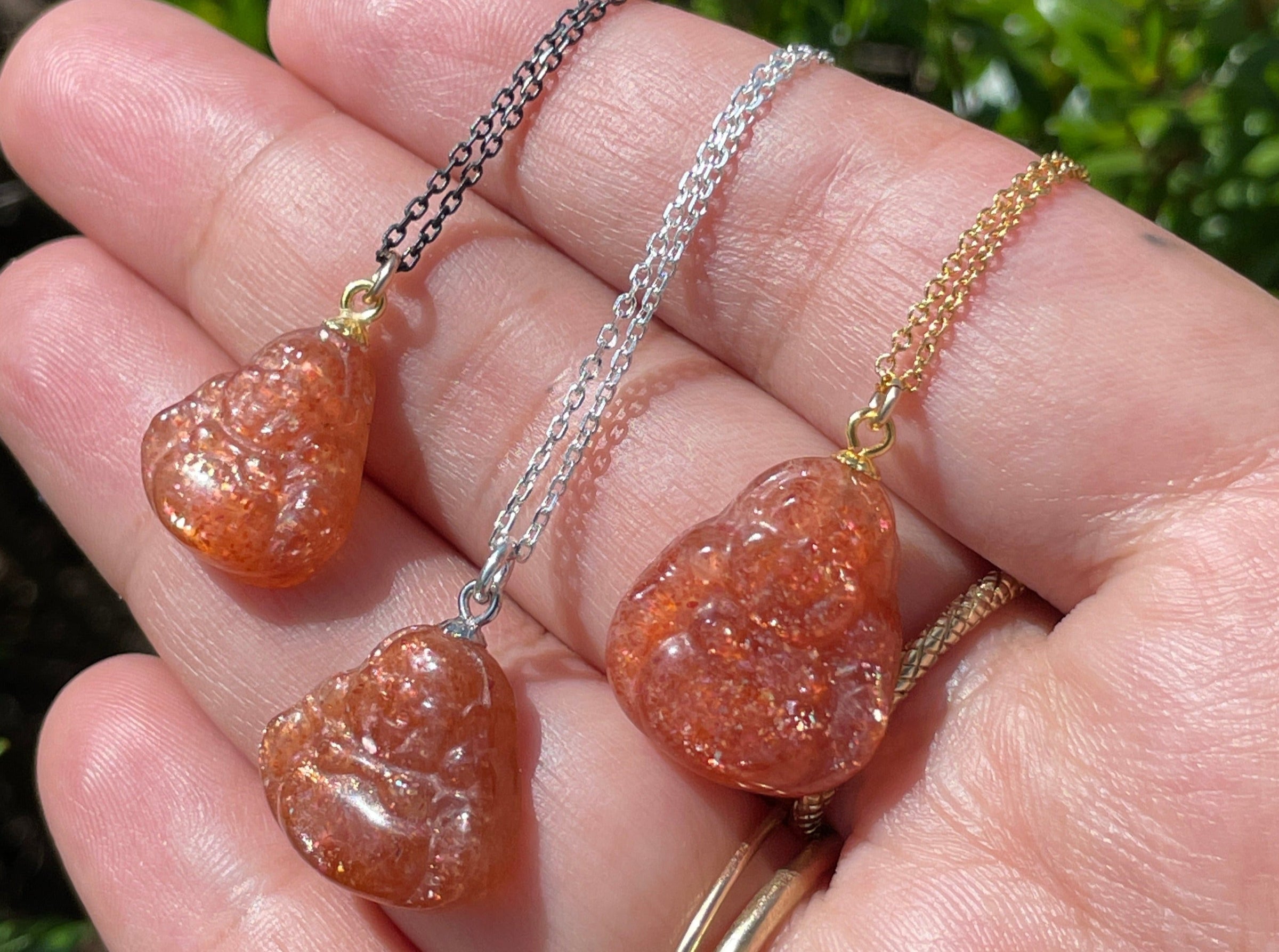 Happy Buddha sunstone crystal necklace - gold filled or sterling silver necklace Amanda K Lockrow