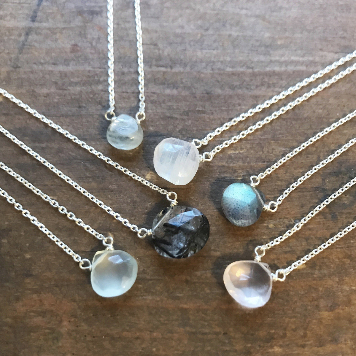 Tourmalinated quartz little rock sterling silver necklace necklace Amanda K Lockrow 