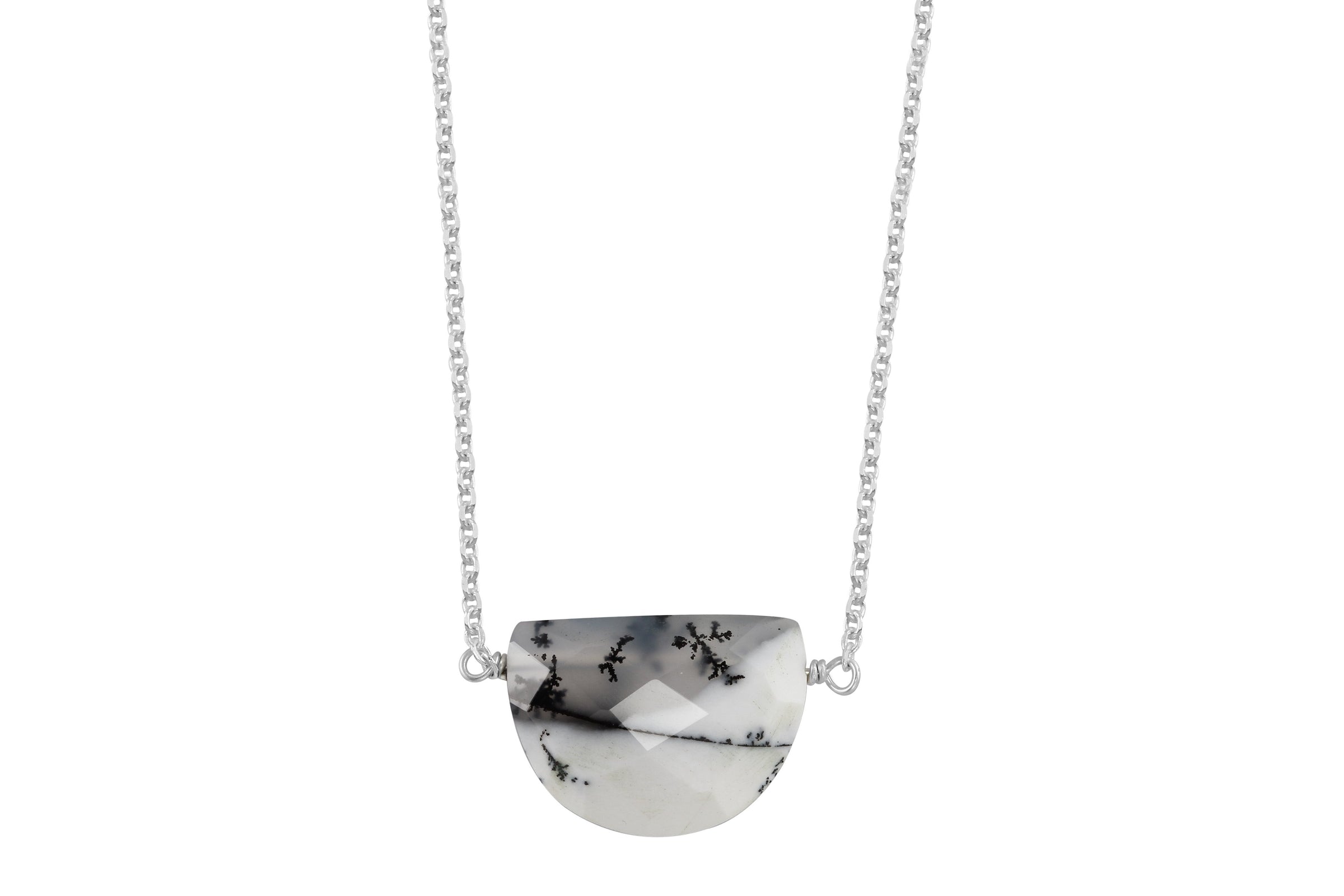 Dendritic opal half moon sterling silver necklace necklace Amanda K Lockrow 