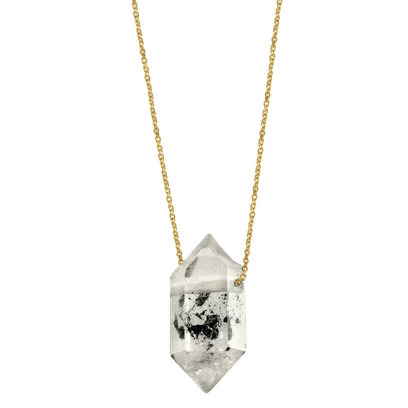 Tara necklace - 14K gold tibetan quartz floating crystal necklace necklace Amanda K Lockrow 