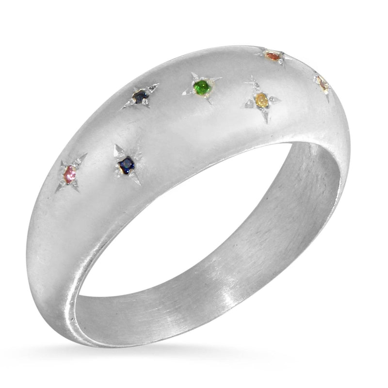 Stargazer rainbow sapphire sterling silver ring - size 6 ring Amanda K Lockrow 