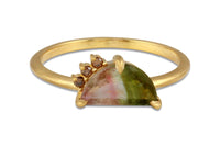 Milena tourmaline moon and diamond 14K gold ring ring Amanda K Lockrow 