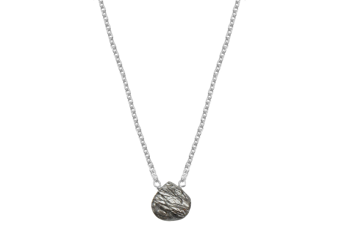 Tourmalinated quartz little rock sterling silver necklace necklace Amanda K Lockrow 
