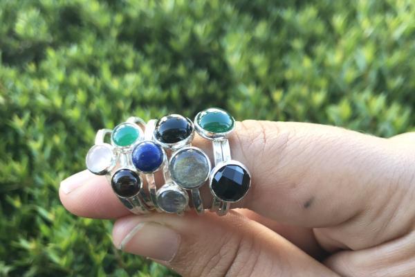 Lapis Lazuli 6mm sterling silver stacking ring ring Amanda K Lockrow 