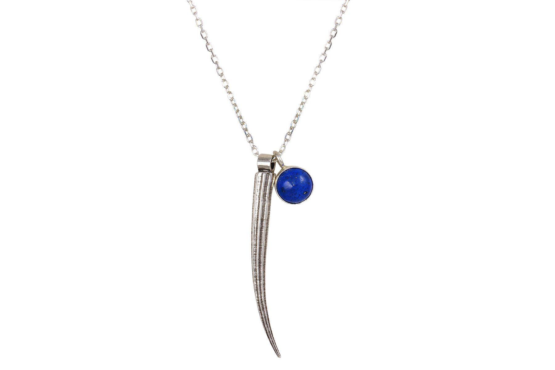 Sterling silver tusk shell and Lapis Lazuli necklace // Darya Collection necklace Amanda K Lockrow 