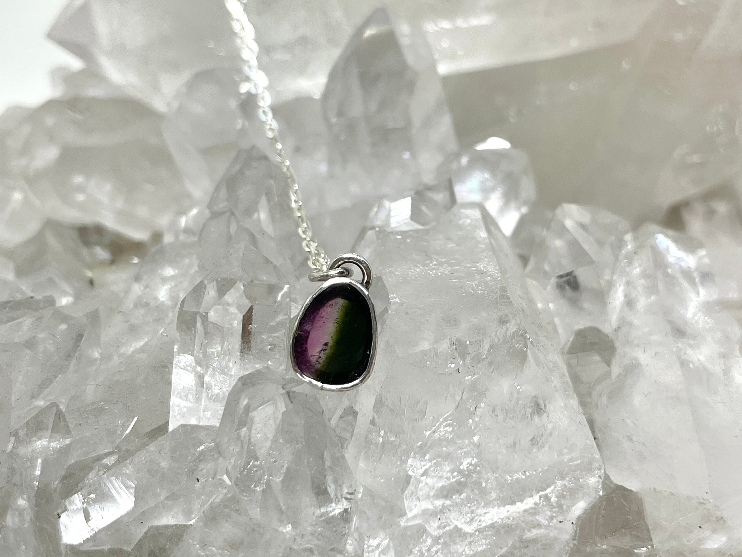 Watermelon Tourmaline Necklace - sterling silver | Stone Love Collection necklace Amanda K Lockrow