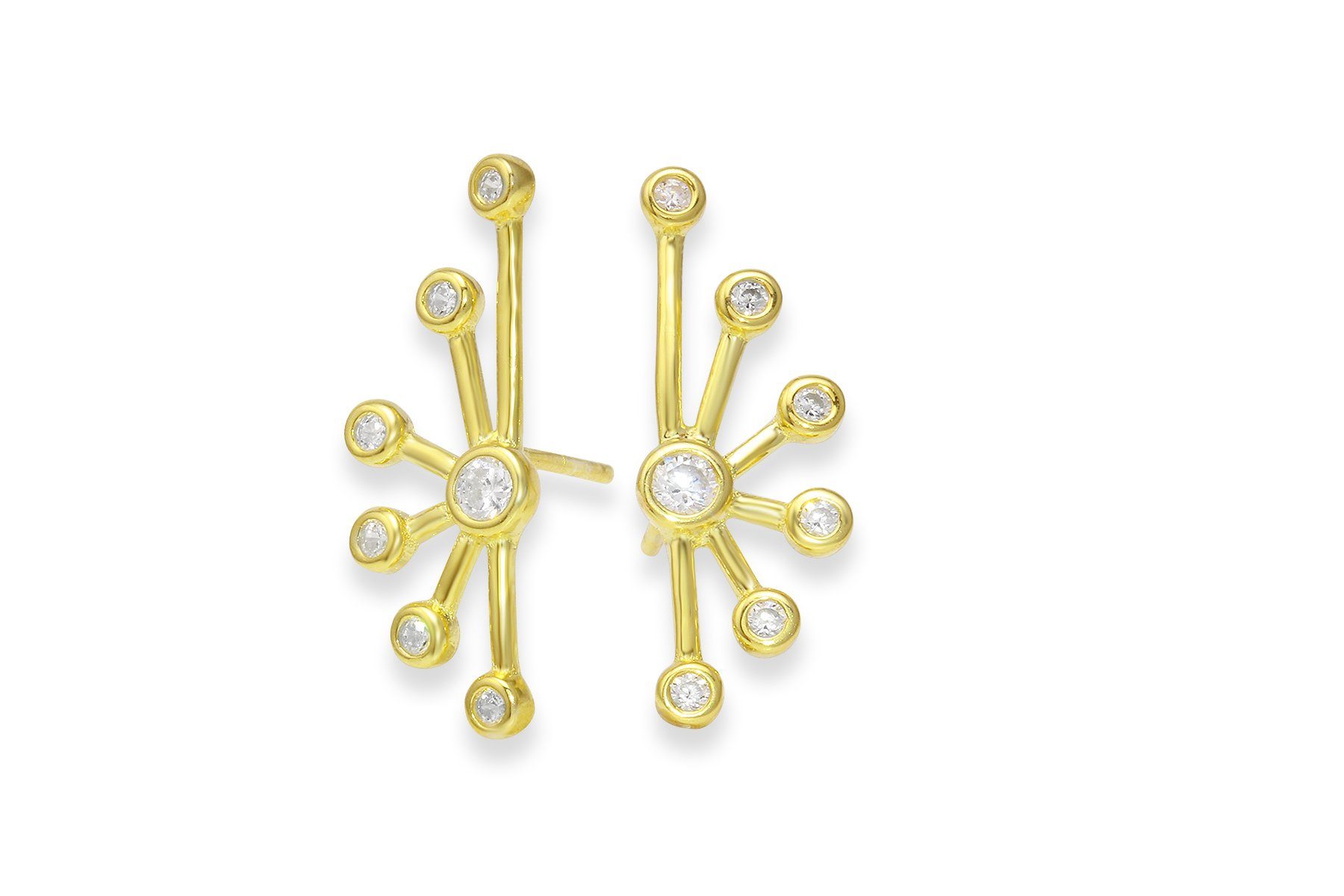 Golden ray sparkle stud earrings - gold plated sterling silver earrings Amanda K Lockrow 
