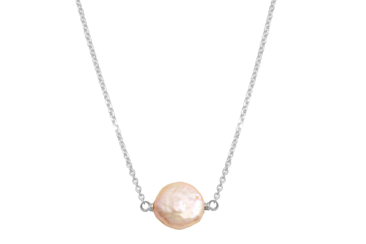 Pink coin pearl little rock sterling silver necklace necklace Amanda K Lockrow 