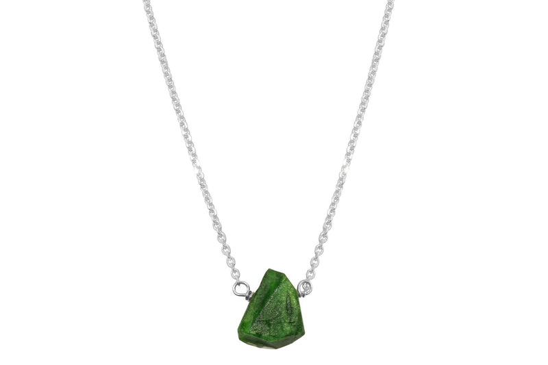 Raw chrome diopside little rock necklace - choose sterling silver or gold filled necklace Amanda K Lockrow 