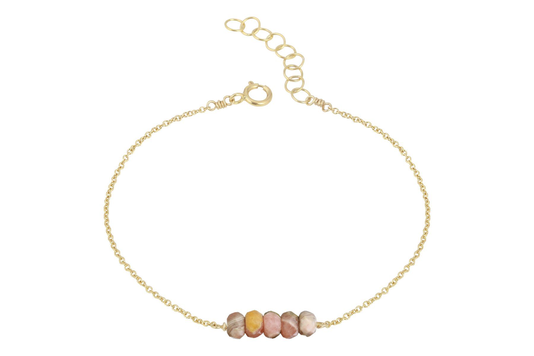 Elements- Rhodochrosite 5 stone gold filled adjustable chain bracelet bracelet Amanda K Lockrow 