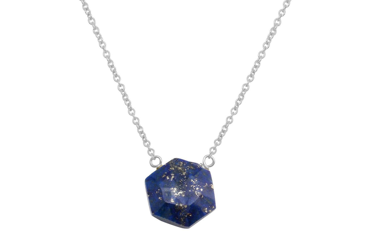 Lapis lazuli hexagon sterling silver necklace necklace Amanda K Lockrow 