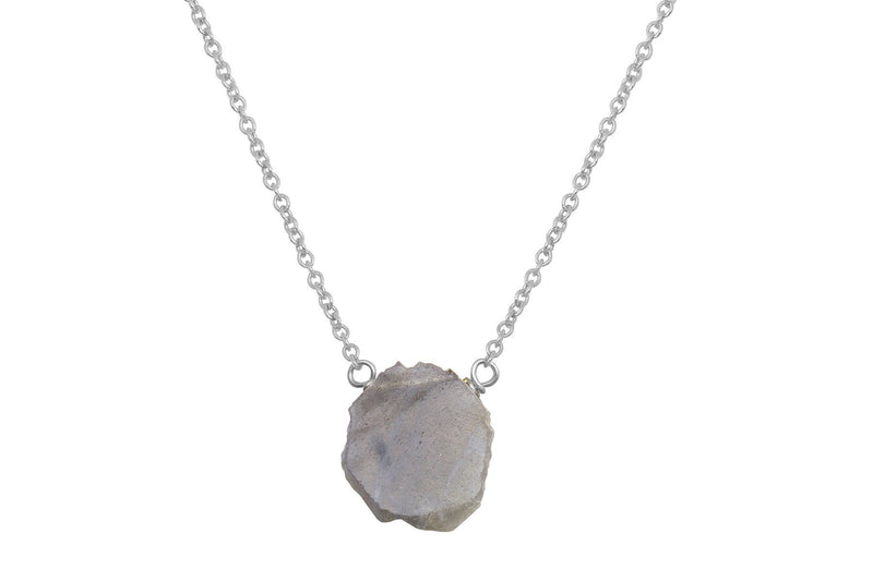 Labradorite slice sterling silver necklace necklace Amanda K Lockrow 