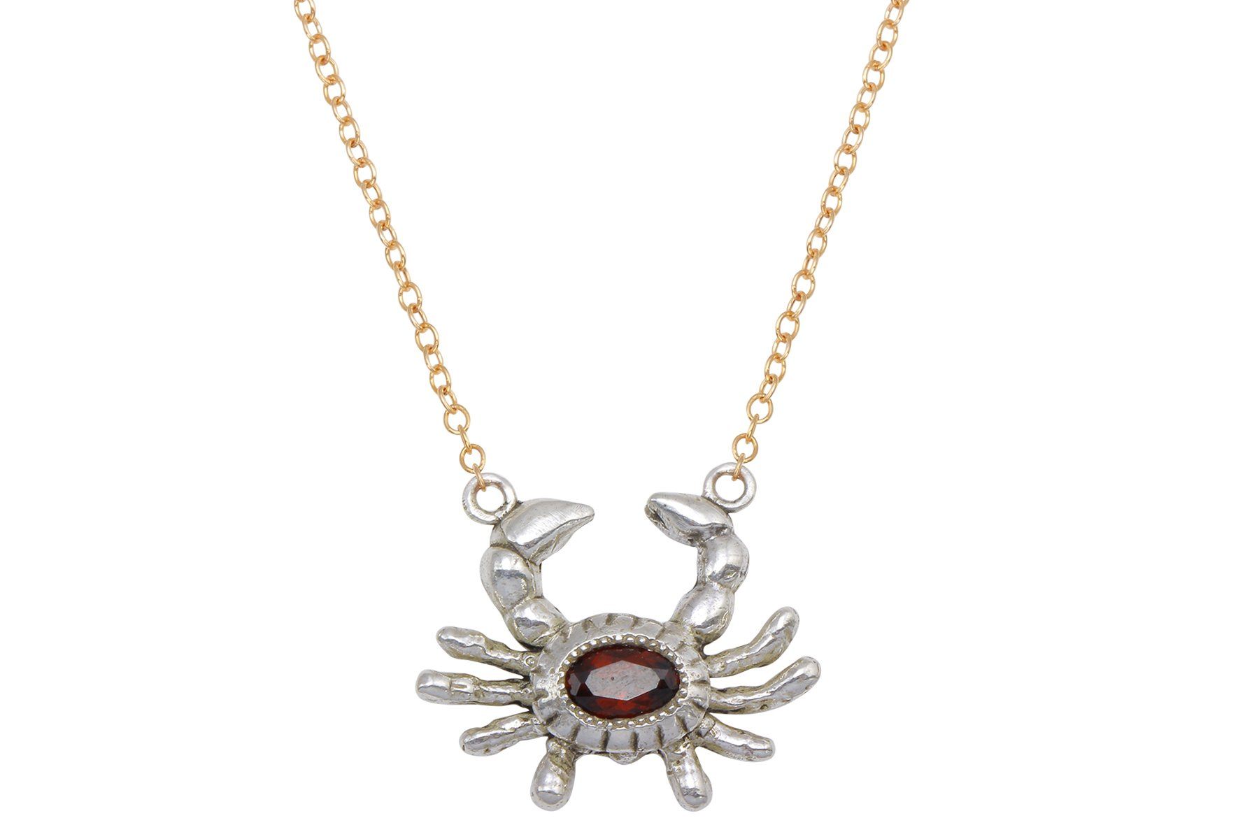 Crab necklace - sterling silver and garnet necklace - ready to ship necklace Amanda K Lockrow 