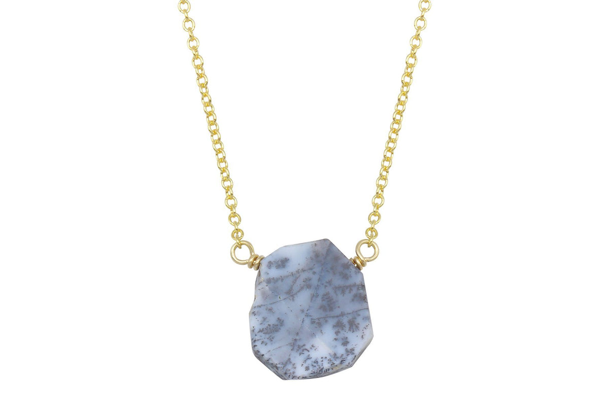 Dendritic opal slice 14k yellow gold filled necklace necklace Amanda K Lockrow 