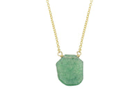 Green Quartz slice 14K yellow gold filled necklace necklace Amanda K Lockrow 