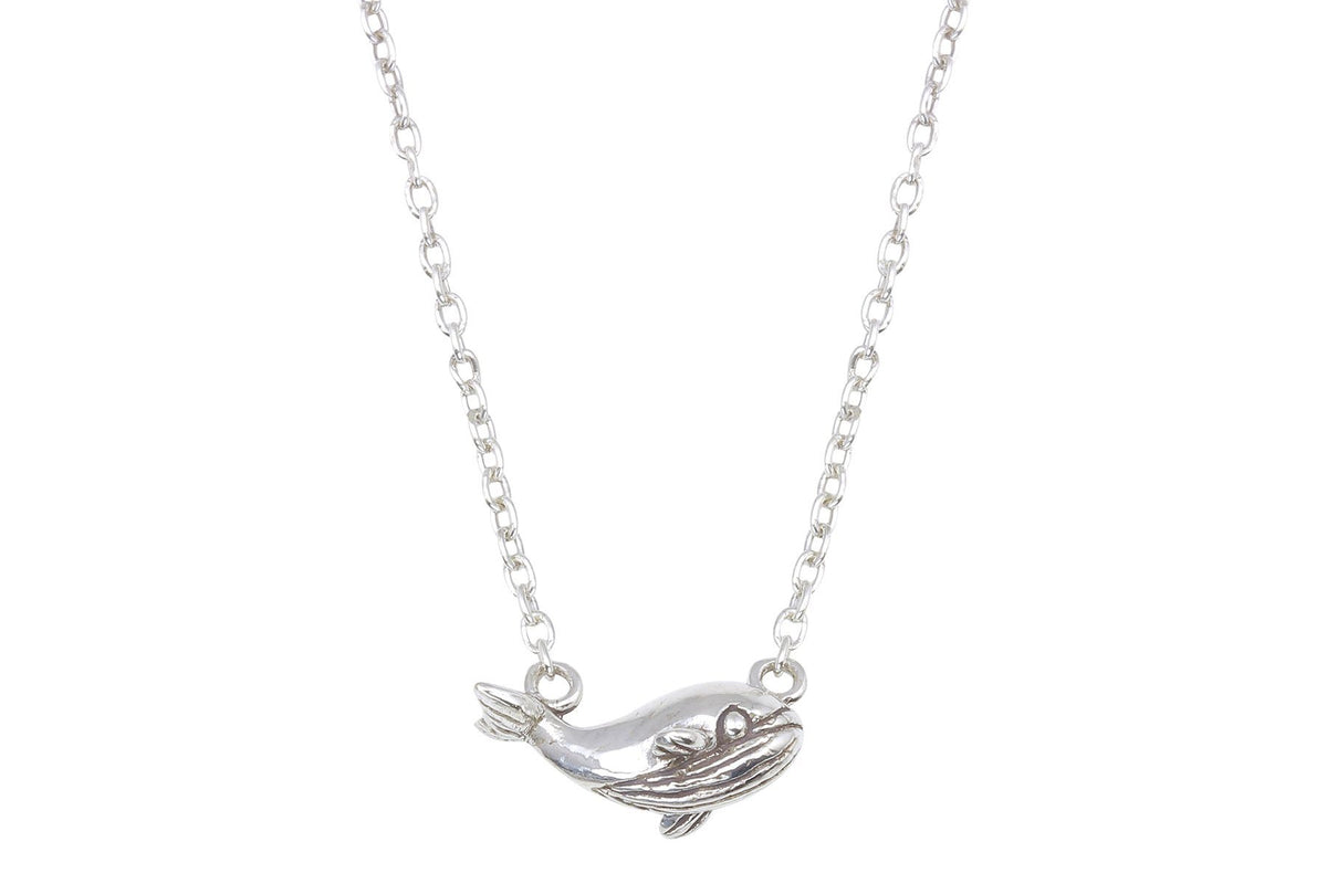 Tiny sterling silver whale necklace - ready to ship necklace Amanda K Lockrow 