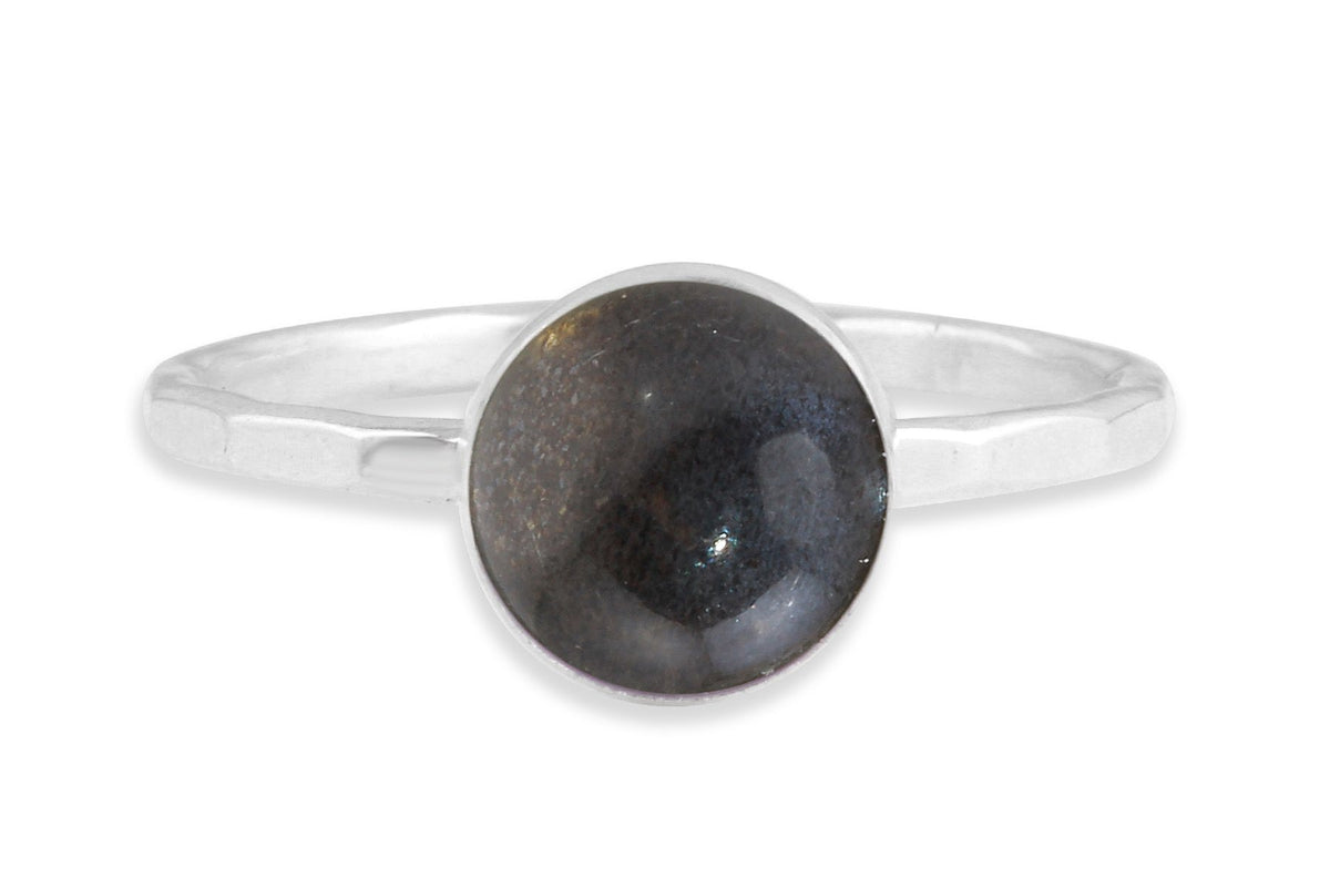 Gray Moonstone 8mm sterling silver stacking ring ring Amanda K Lockrow 