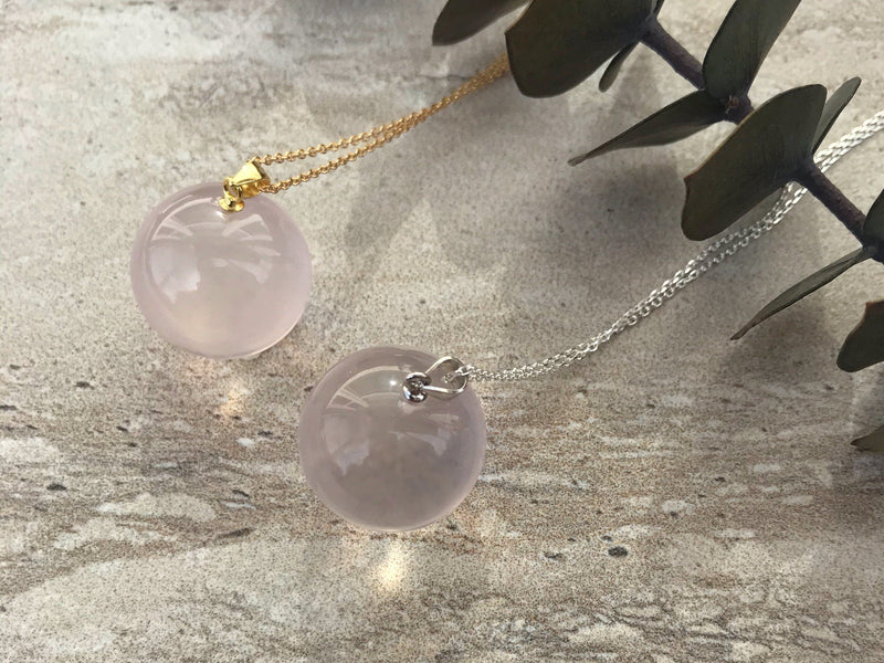 Rose quartz sphere necklace necklace Amanda K Lockrow 