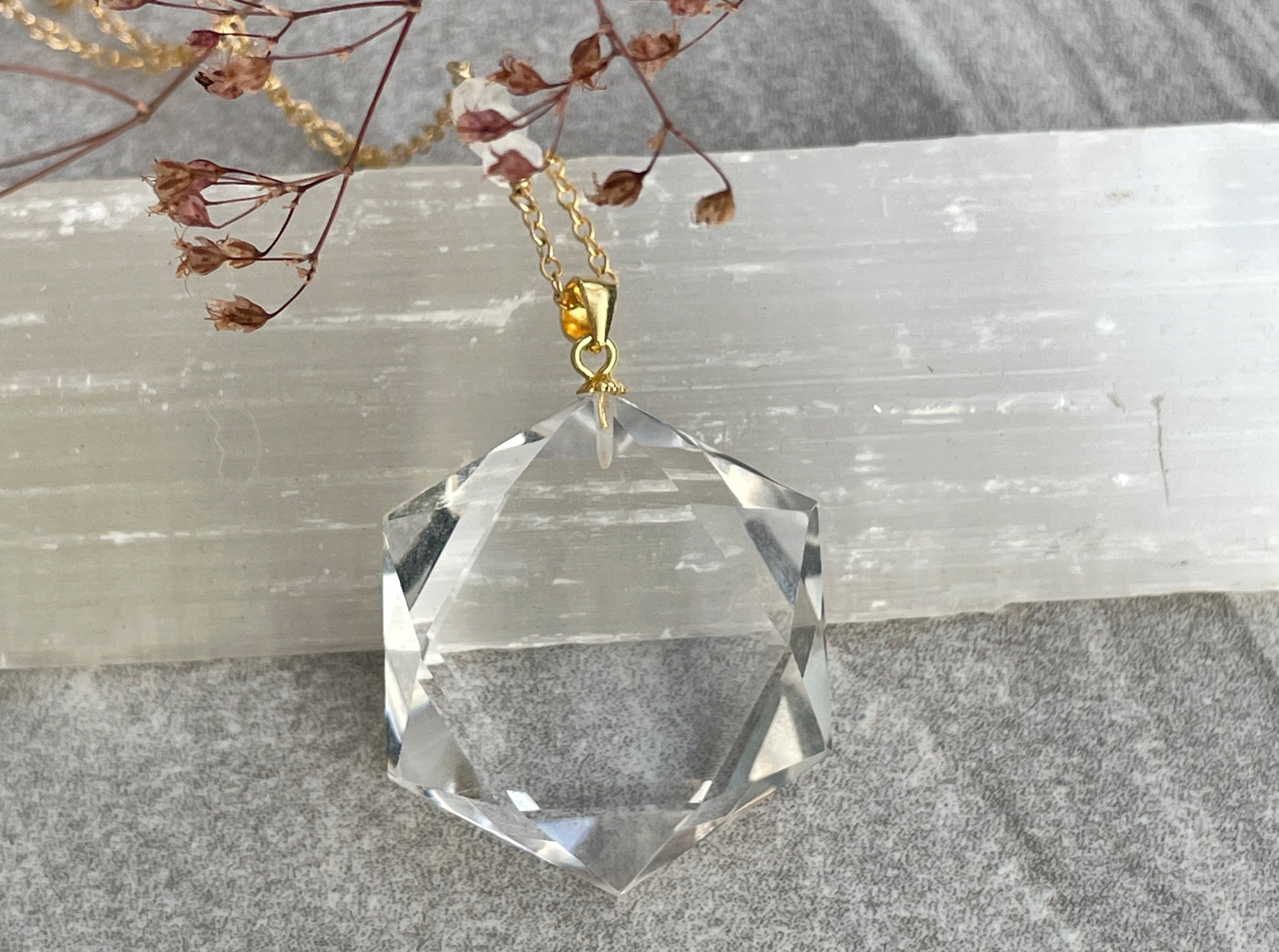 Clear Quartz Hexagon Crystal Necklace - choose sterling silver or gold filled | Aislinn Collection necklace Amanda K Lockrow