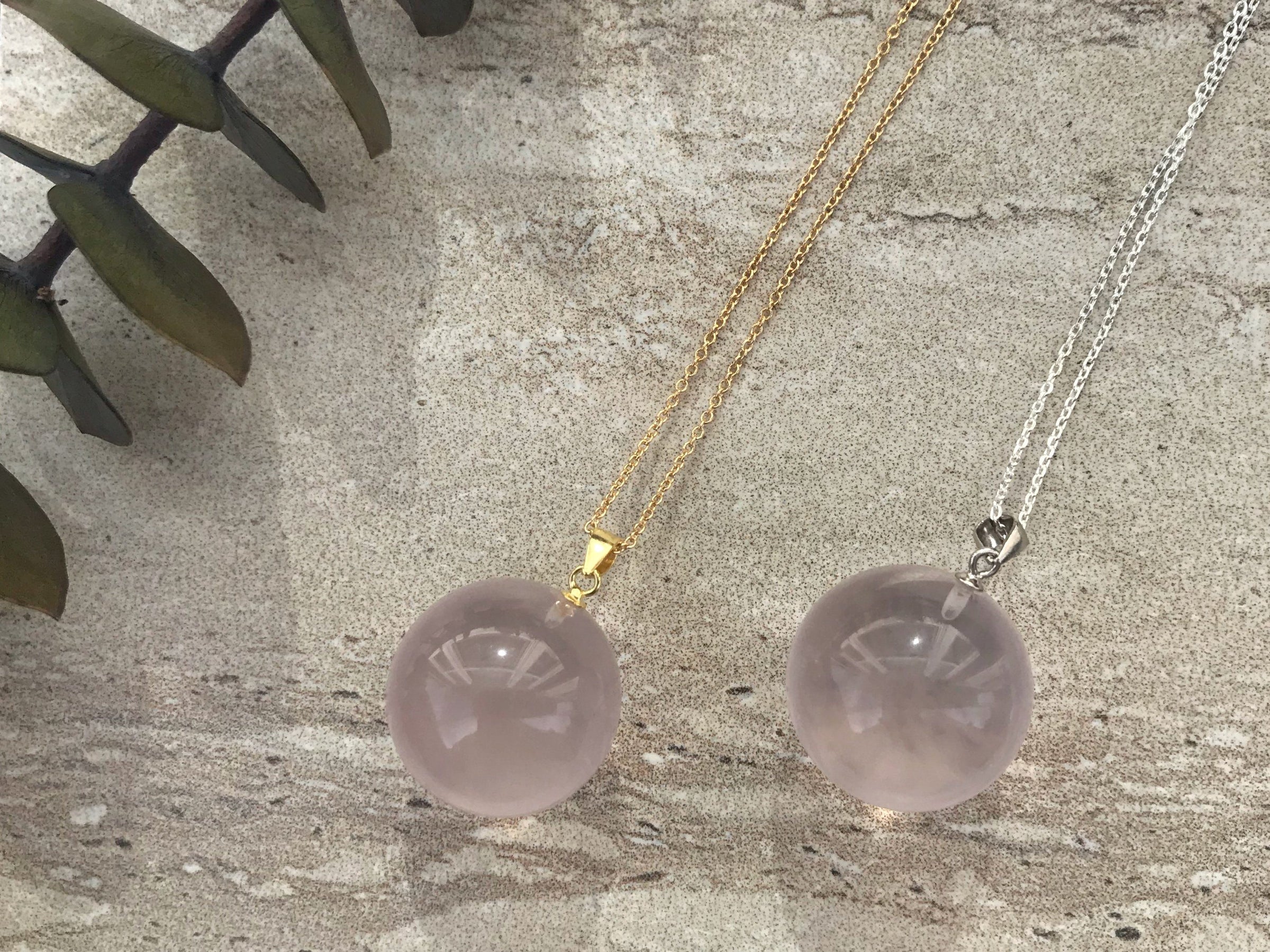 Rose quartz sphere necklace necklace Amanda K Lockrow 