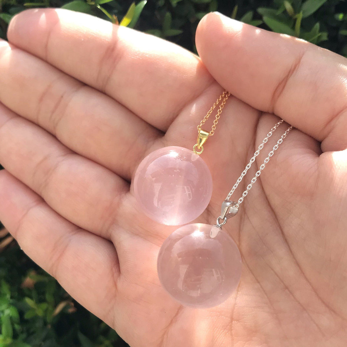 Rose quartz sphere necklace necklace Amanda K Lockrow 