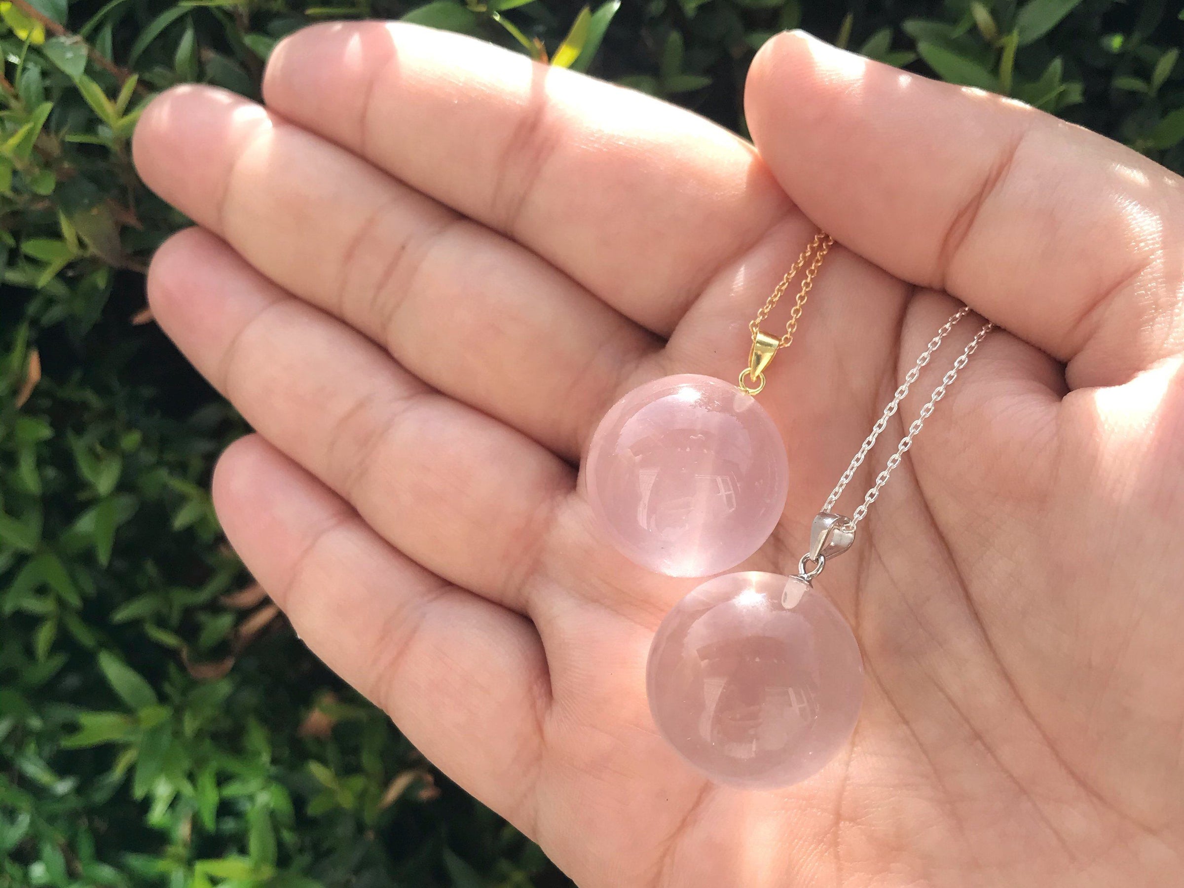 Rose quartz sphere necklace necklace Amanda K Lockrow 