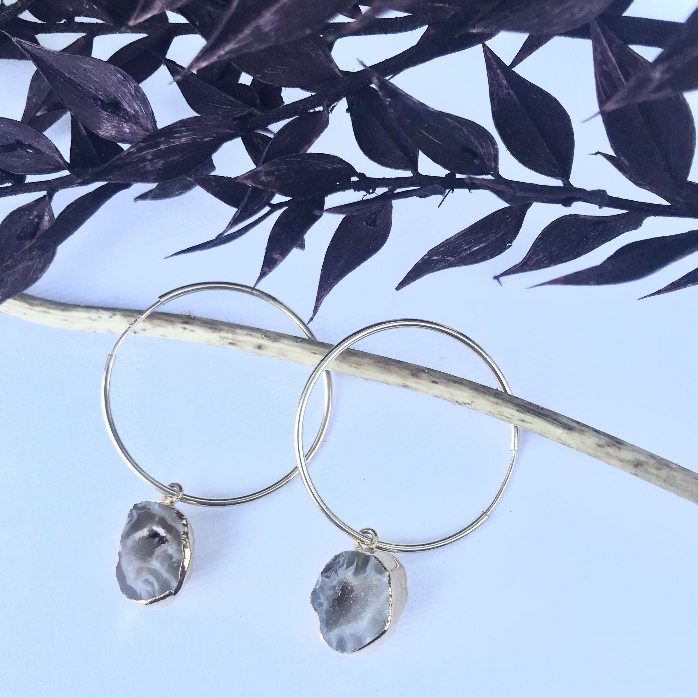 Geode gold hoop earrings, 14k gold filled 30mm hoop earrings earrings Amanda K Lockrow 