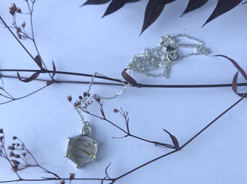 Aislinn sterling silver golden rutilated quartz necklace necklace Amanda K Lockrow 