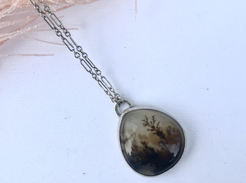 Dendritic agate necklace, sterling silver alvina necklace necklace Amanda K Lockrow 