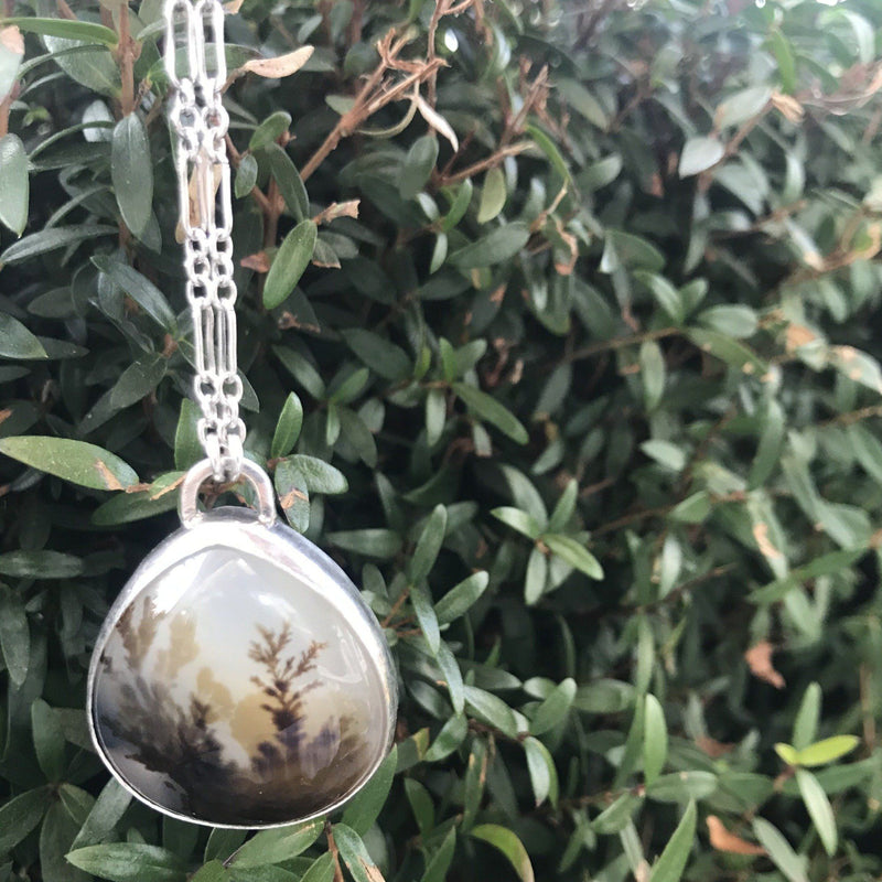 Dendritic agate necklace, sterling silver alvina necklace necklace Amanda K Lockrow 