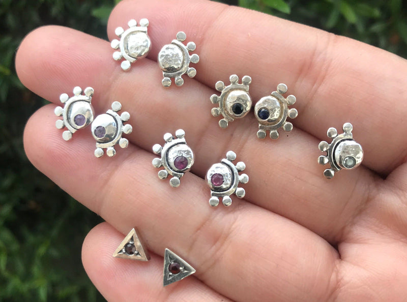 Oriana Garnet Stud Earrings - sterling silver | Oriana Collection earrings Amanda K Lockrow