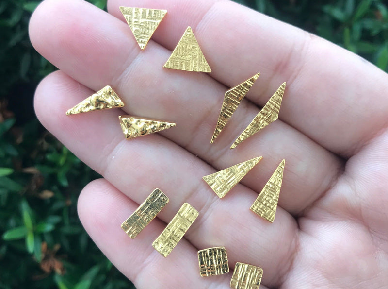 18K yellow vermeil triangle studs earrings Amanda K Lockrow
