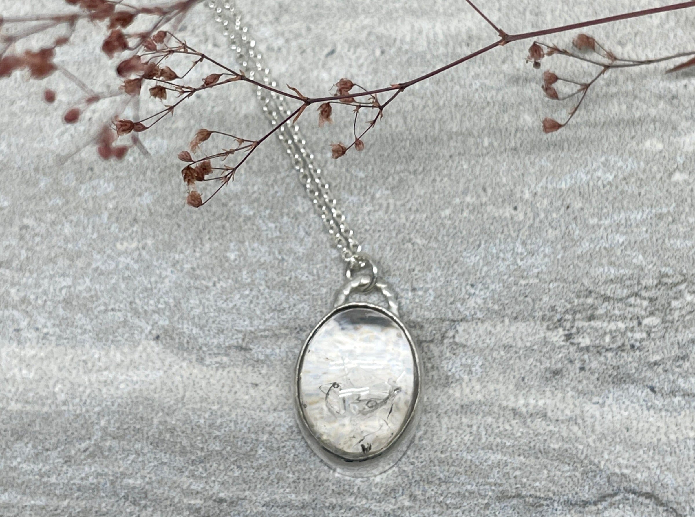 Kallan Enhydro Quartz with 2 Bubbles Necklace - sterling silver | Aislinn Collection necklace Amanda K Lockrow