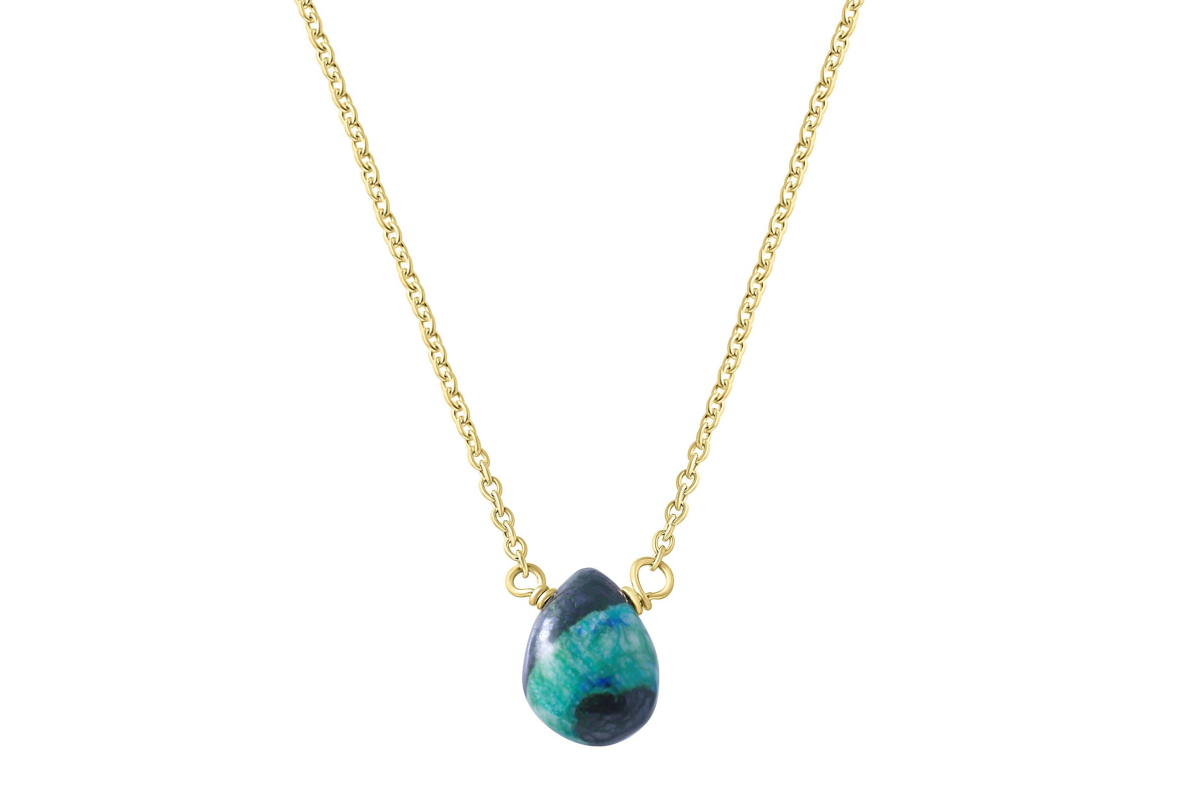 Little rock azurite and feldspar drop necklace // crystal necklace choose silver or gold filled necklace Amanda K Lockrow 