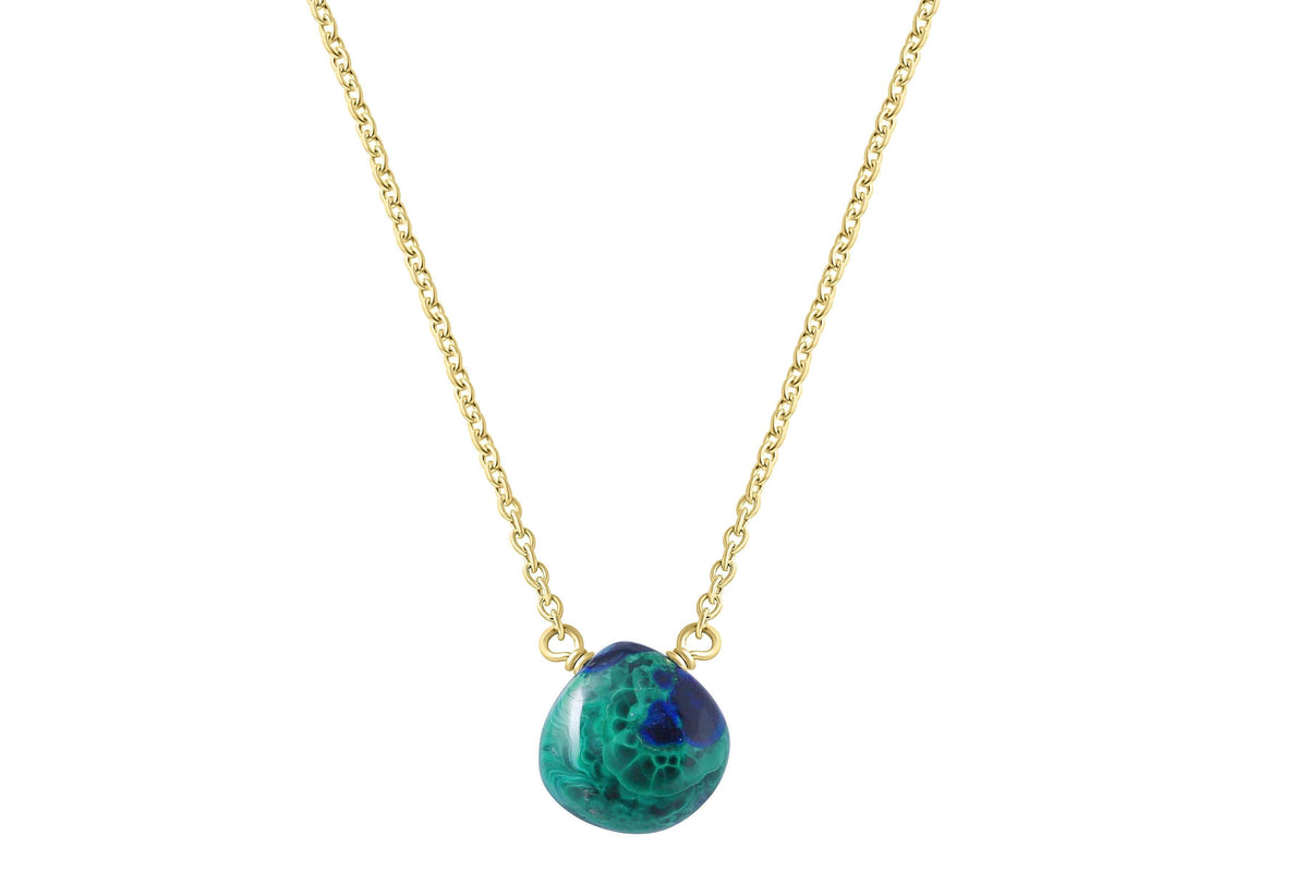Little rock azurite and malachite drop necklace // crystal necklace choose silver or gold filled necklace Amanda K Lockrow 