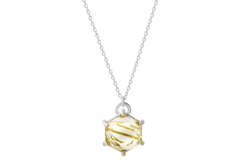 Aislinn sterling silver golden rutilated quartz necklace necklace Amanda K Lockrow 
