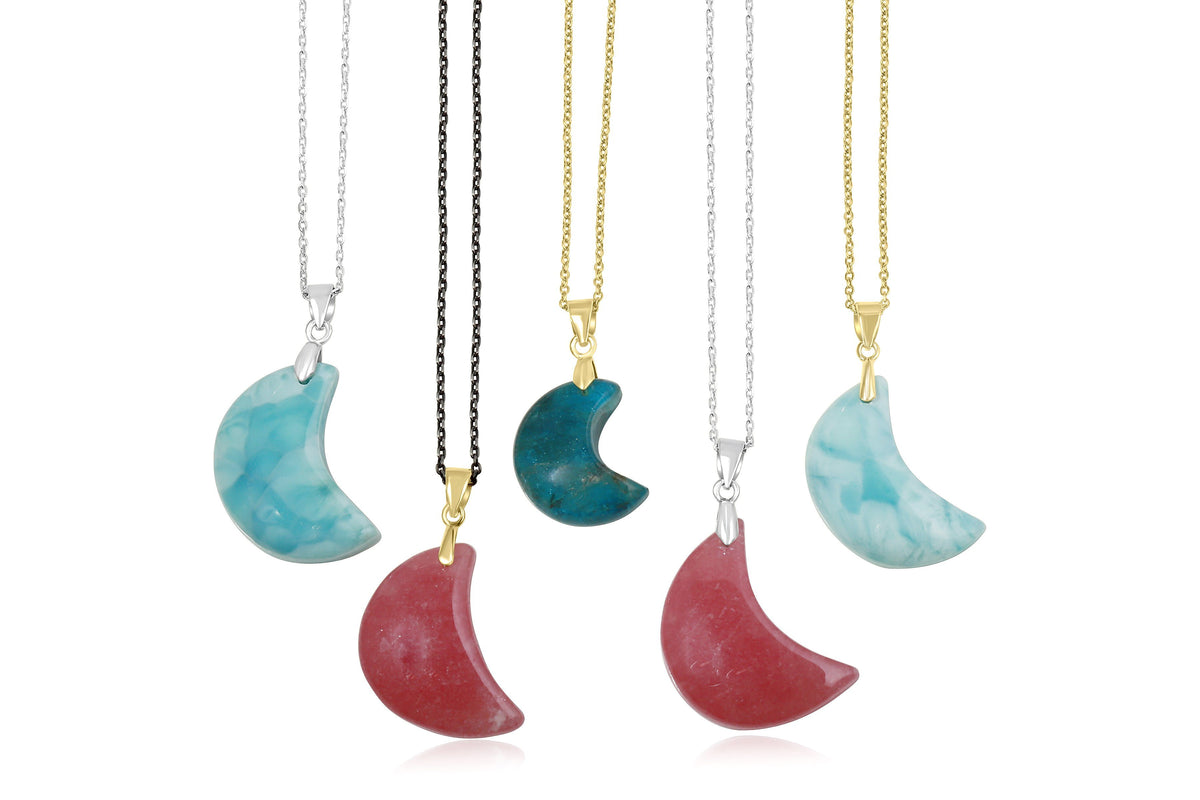 Luna moon necklace - choose from larimar, apatite or rhodochrosite necklace Amanda K Lockrow 