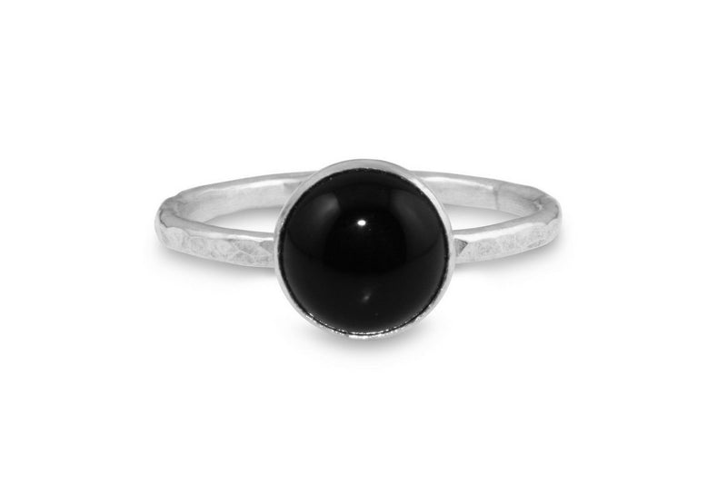 Black onyx 8mm sterling silver stacking ring ring Amanda K Lockrow 