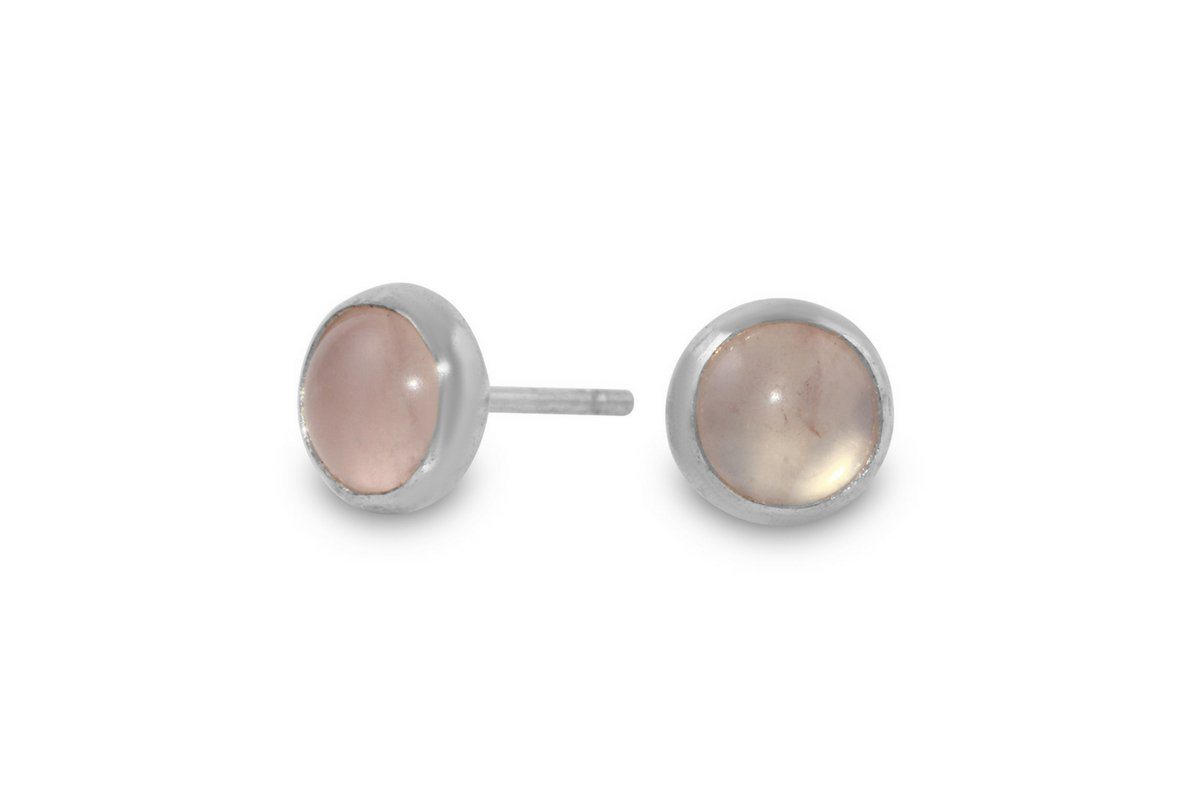 Rose quartz sterling silver 6mm studs earrings Amanda K Lockrow 