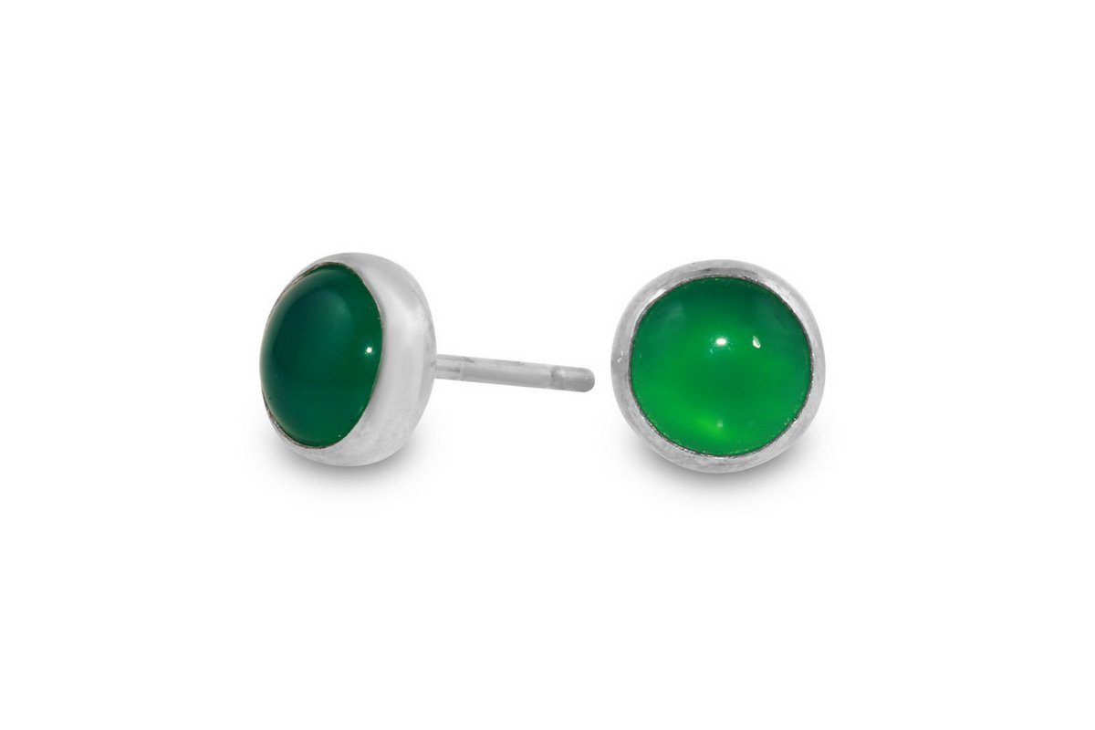 Green onyx sterling silver 6mm studs earrings Amanda K Lockrow 