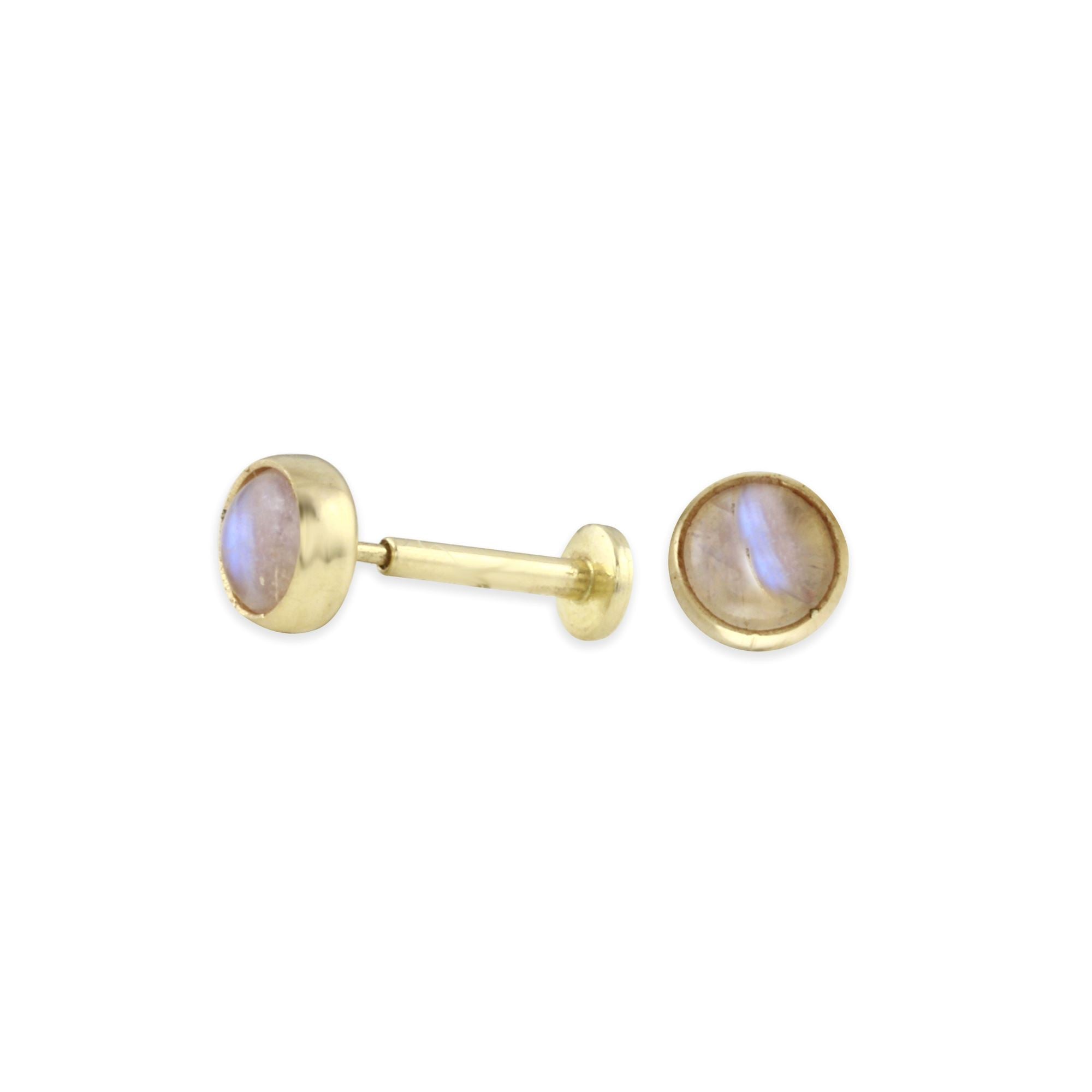 Rainbow Moonstone 4mm Studs - 14K gold | Fine Collection earrings Amanda K Lockrow