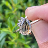 Rainbow Lattice Sunstone and Diamond Ring - 14k gold | Size 6 | Aislinn Collection ring Amanda K Lockrow
