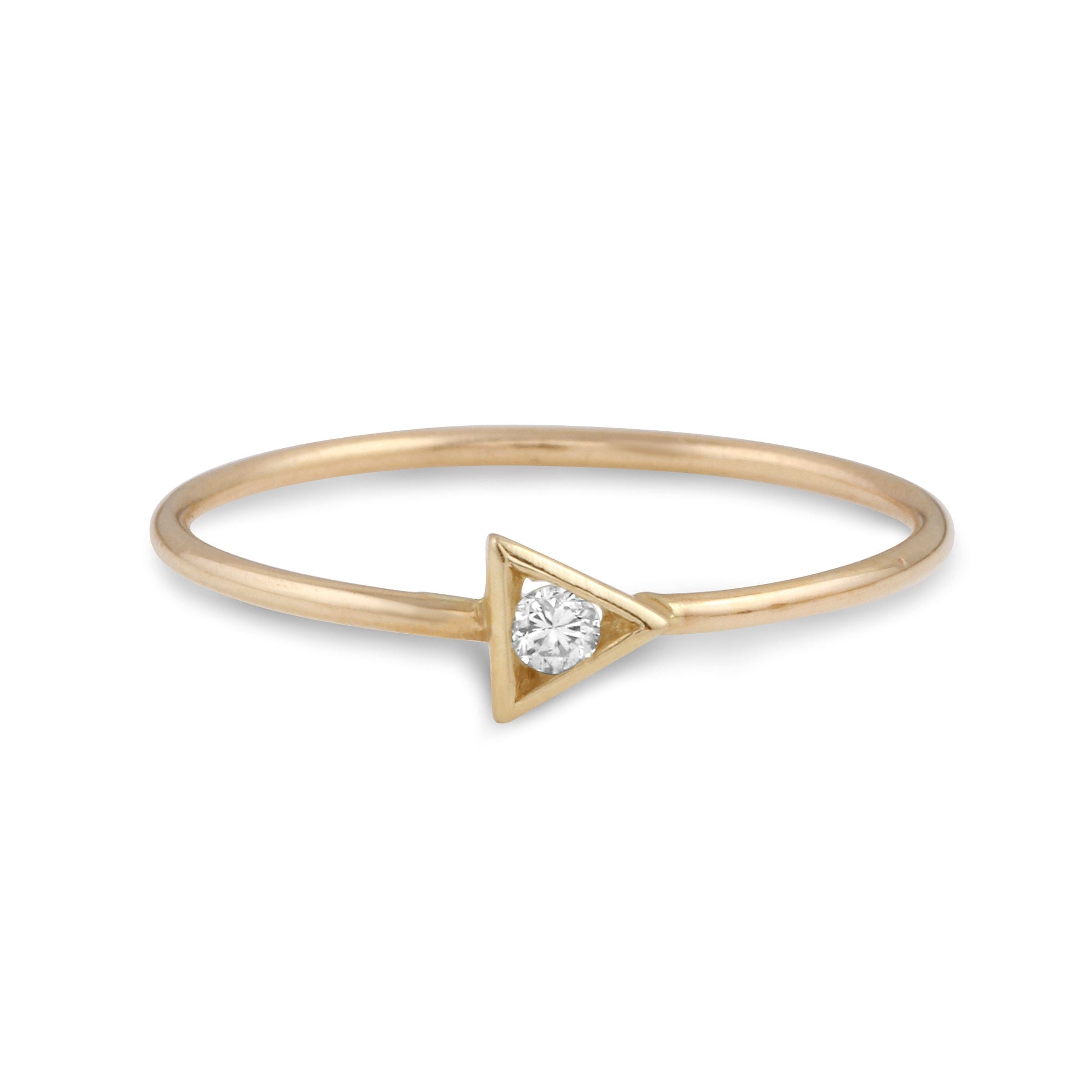Diamond Strength Triangle Stacking Ring - 14k gold | Talisman Collection ring Amanda K Lockrow
