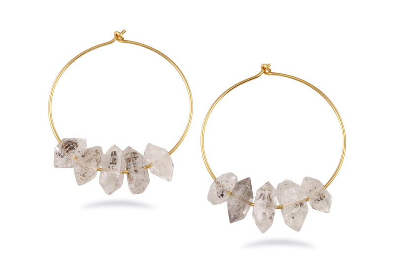 14K gold filled larger herkimer diamond hoop earrings - Elements hoops earrings Amanda K Lockrow