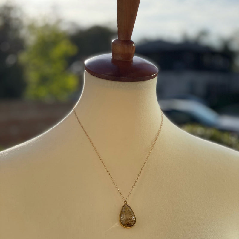 Rutilated quartz crystal drop necklace - gold filled - Aislinn collection necklace Amanda K Lockrow 