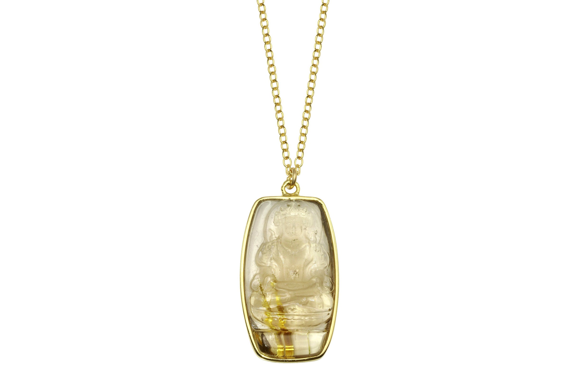 Kuan Yin rutilated quartz crystal gold filled necklace - Aislinn collection necklace Amanda K Lockrow 