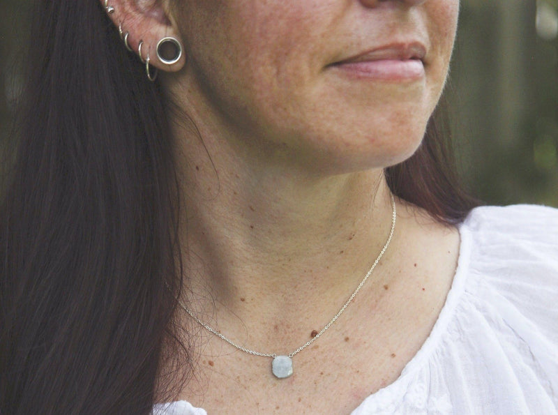 Labradorite slice sterling silver necklace necklace Amanda K Lockrow 