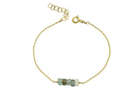 Elements- Moss Aquamarine 5 stone gold filled adjustable chain bracelet bracelet Amanda K Lockrow 